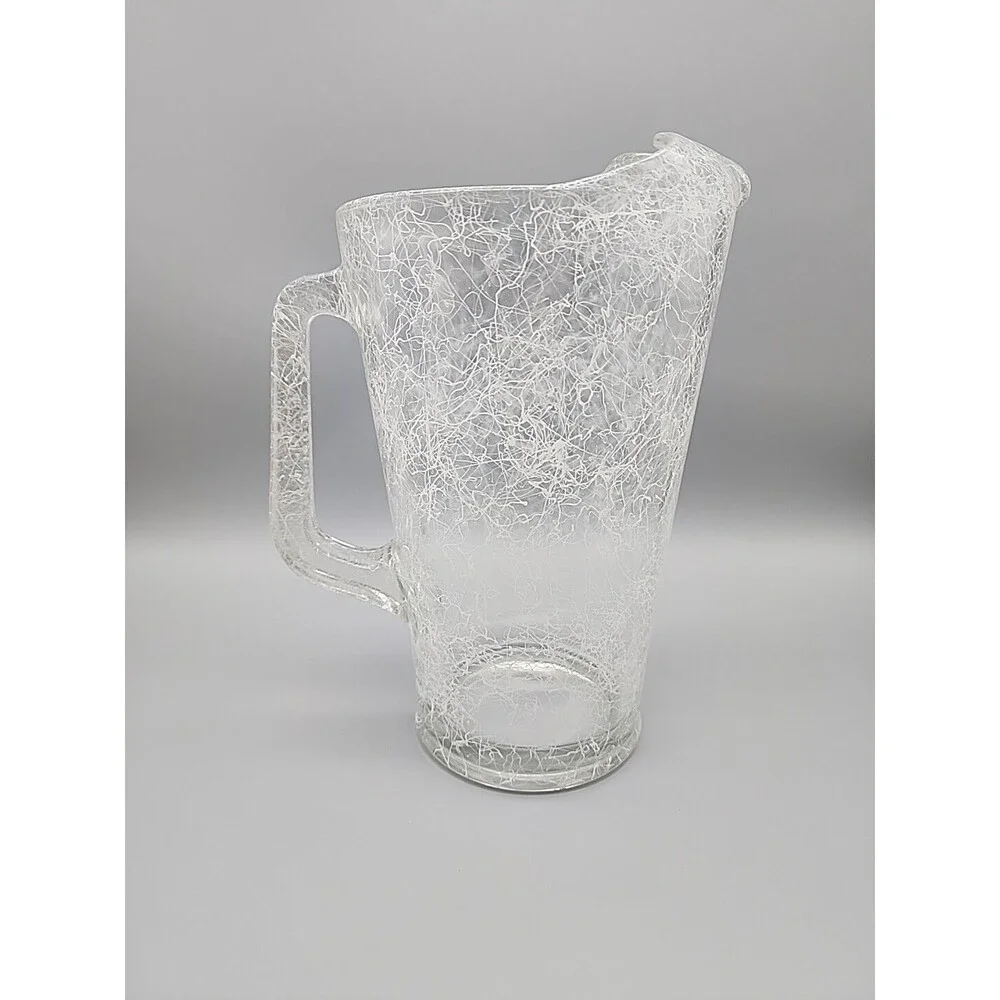 Vintage Hazel Atlas Glass Spaghetti Drizzle String Glass Beverage Pitcher Heavy
